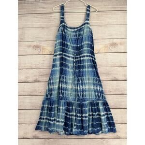 BeachLunchLounge Tie Dye Midi Tank Sun Dress Womens XL Blue